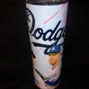 Brand new Freddie Freeman metal 20oz tumbler with sliding plastic lid